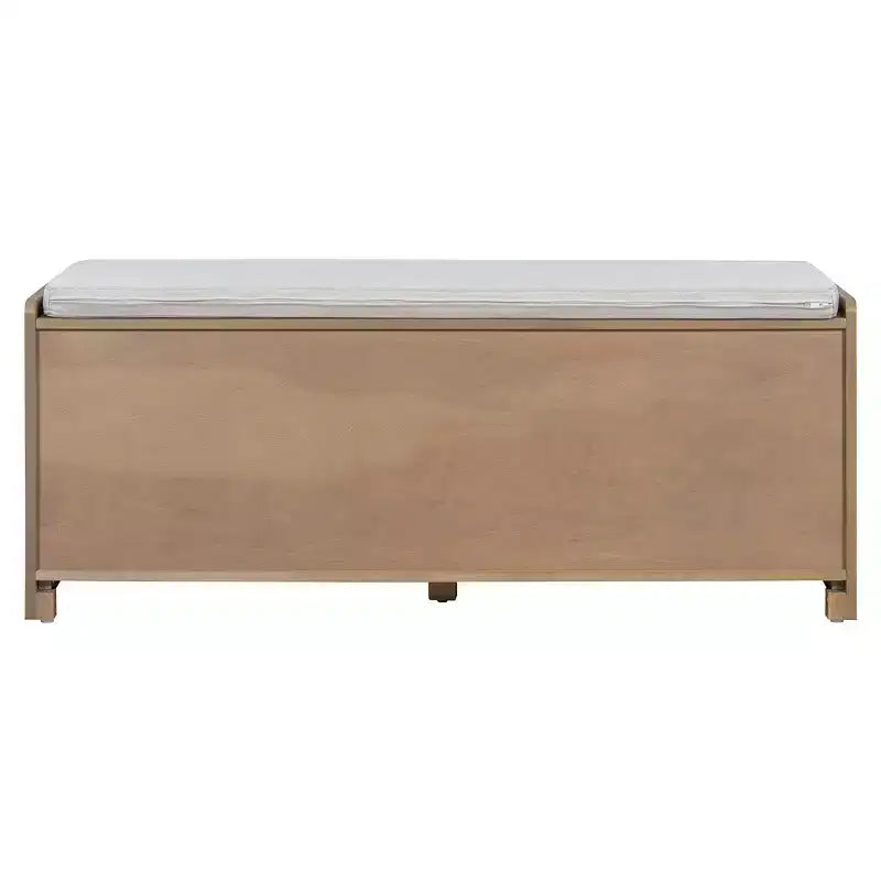 Banc de rangement rustique en bois Whisen, banc à chaussures d'entrée avec coussin amovible, étagères réglables