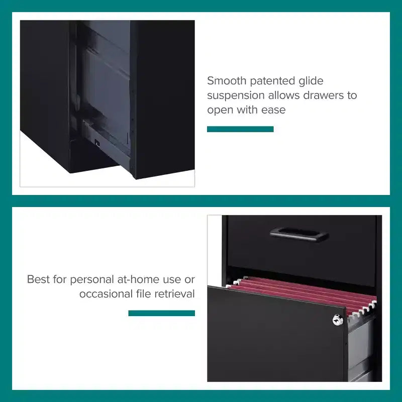 Classificatore verticale in metallo a 2 cassetti – Larghezza letter, Nero