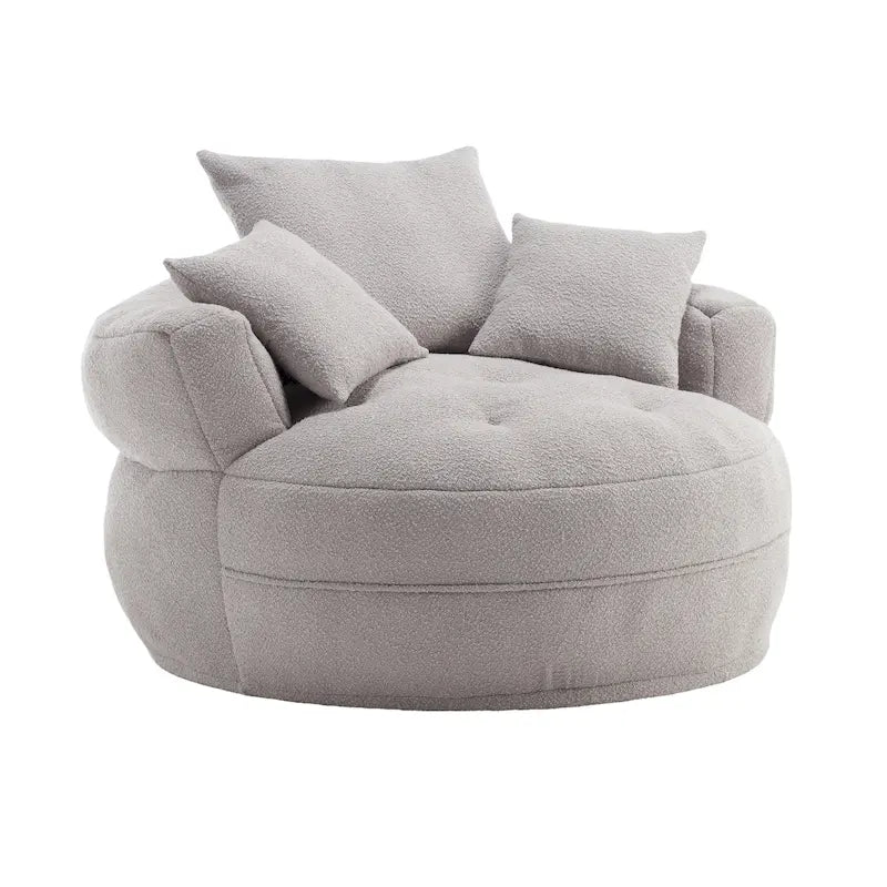 Round Lazy Sofa Chair – White/Blue/Grey/Yellow/Orange/Rose Red/Navy/Green, Single & Couple Seat