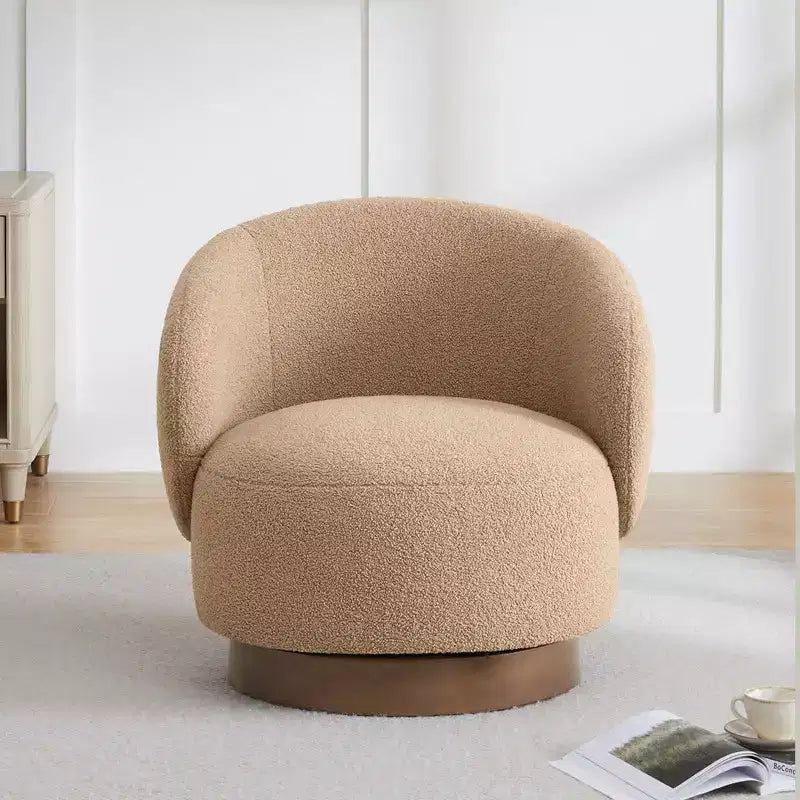 Spruce&Spring Upholstered Swivel Accent Barrel Chair with Wood Base