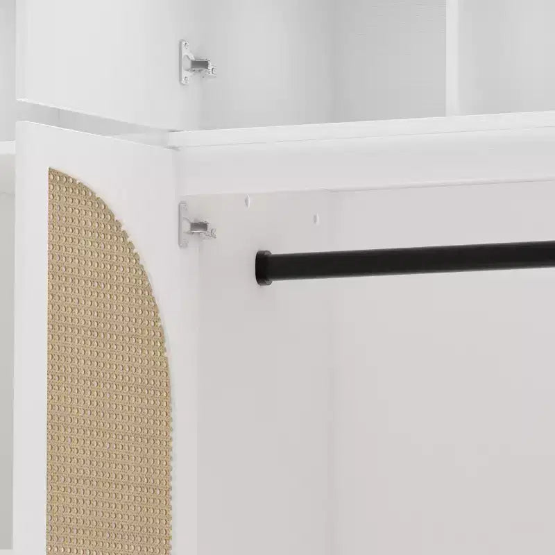 70.87Tall 8-Door Large Capacity Armoire Wardrobe Closet with Hanging Rod, Adjustable Shelves and Rattan Decorative Doors