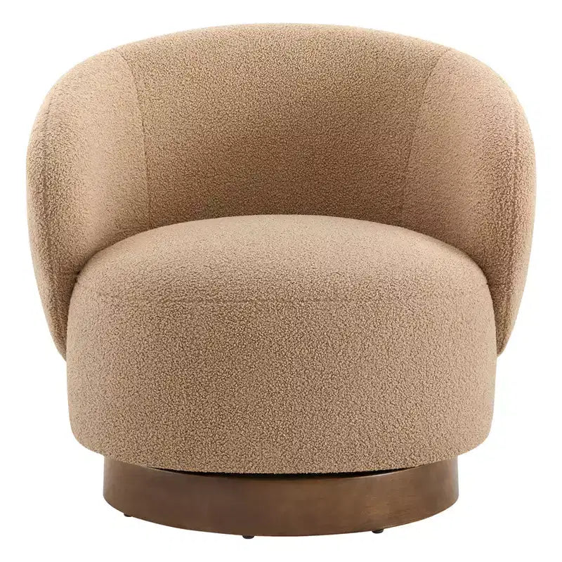 Spruce&Spring Upholstered Swivel Accent Barrel Chair with Wood Base