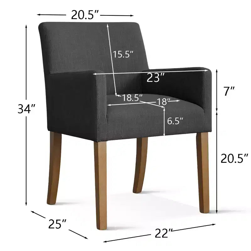 Lot de 6 chaises de salle à manger capitonnées avec accoudoirs, fauteuils modernes en lin avec pieds en bois, chaises d'appoint pour salle à manger, salon – Panipeachy