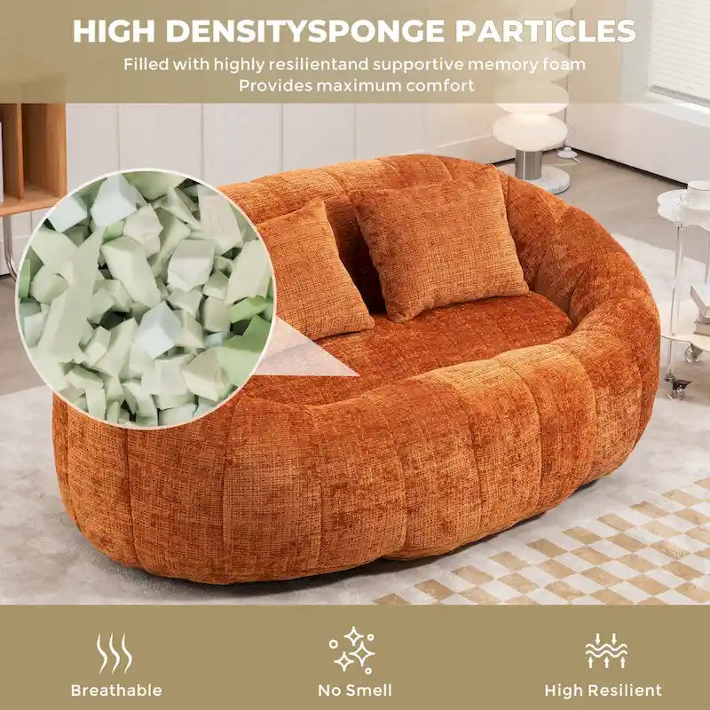 GDFStudio - Laurel Chenille 2-Seater Lazy Sofa with High-Density Foam and Oversized Comfort