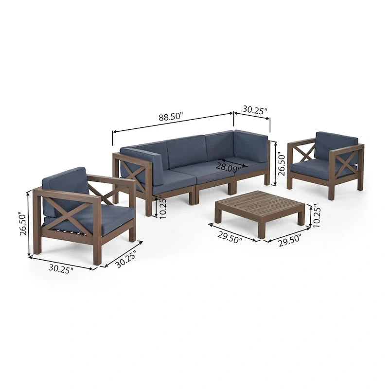 Brava Outdoor Acacia Wood 6-piece Chat Set by Christopher Knight Home