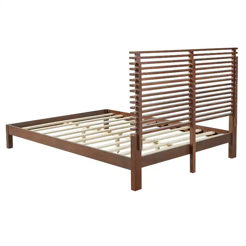 Christopher Knight Home Eunji Modern Pine Wood Bed Frame with Horizontal Slatted Headboard