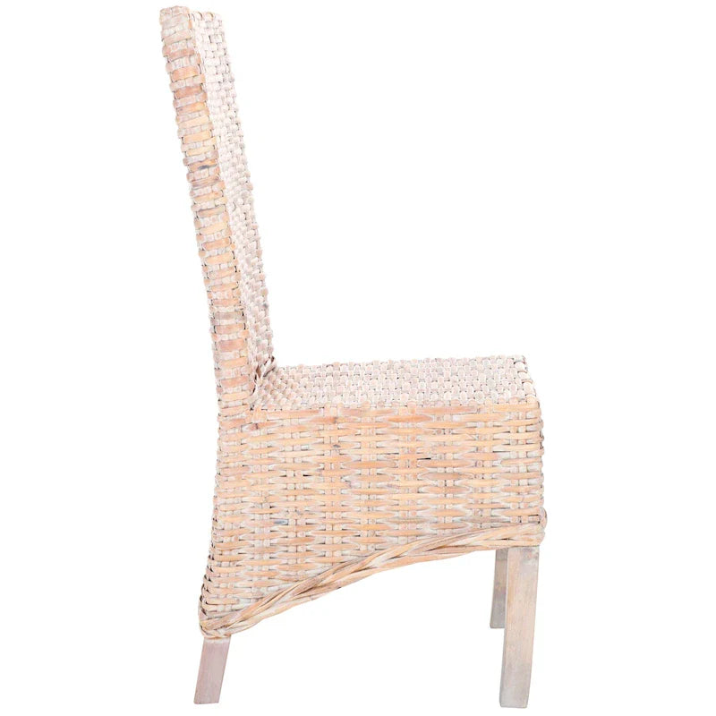 Set of 2 Natural Wicker Dining Chairs 19W x 22D x 41H, Boho Coastal Style