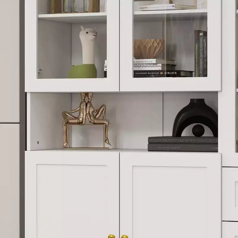 Famapy Combo Glass Doors Display Cabinet Bookshelf Organizer Pantry