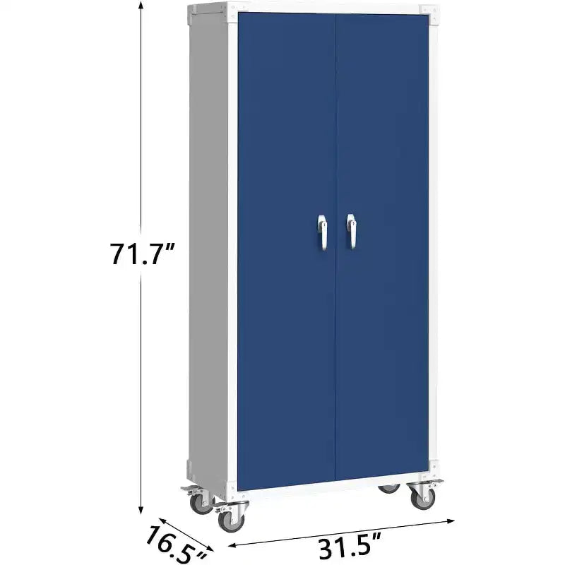 71 Inch Steel Storage Closet with Locking Doors and 4 Adjustable Shelves, Heavy Duty Metal Cabinet for Carport/Office/Pantry, Rust Proof Design