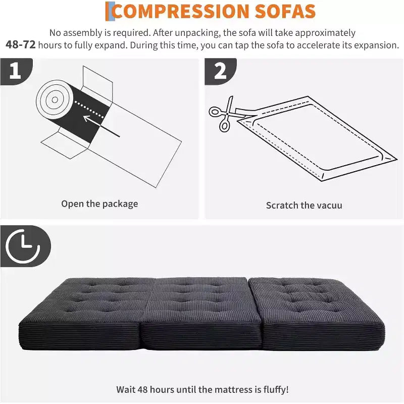 Canapé-lit pliable en mousse à mémoire de forme 39x75 - Matelas capitonné de 6 pouces