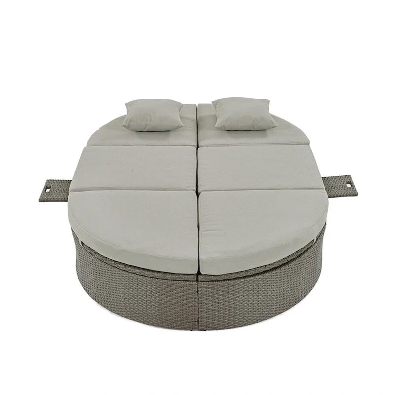Outdoor Sun Bed Patio 2-Person Daybed with Cushions and Pillows