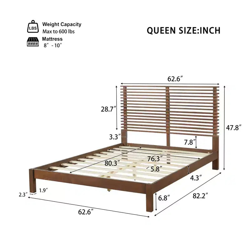 Christopher Knight Home Eunji Modern Pine Wood Bed Frame with Horizontal Slatted Headboard