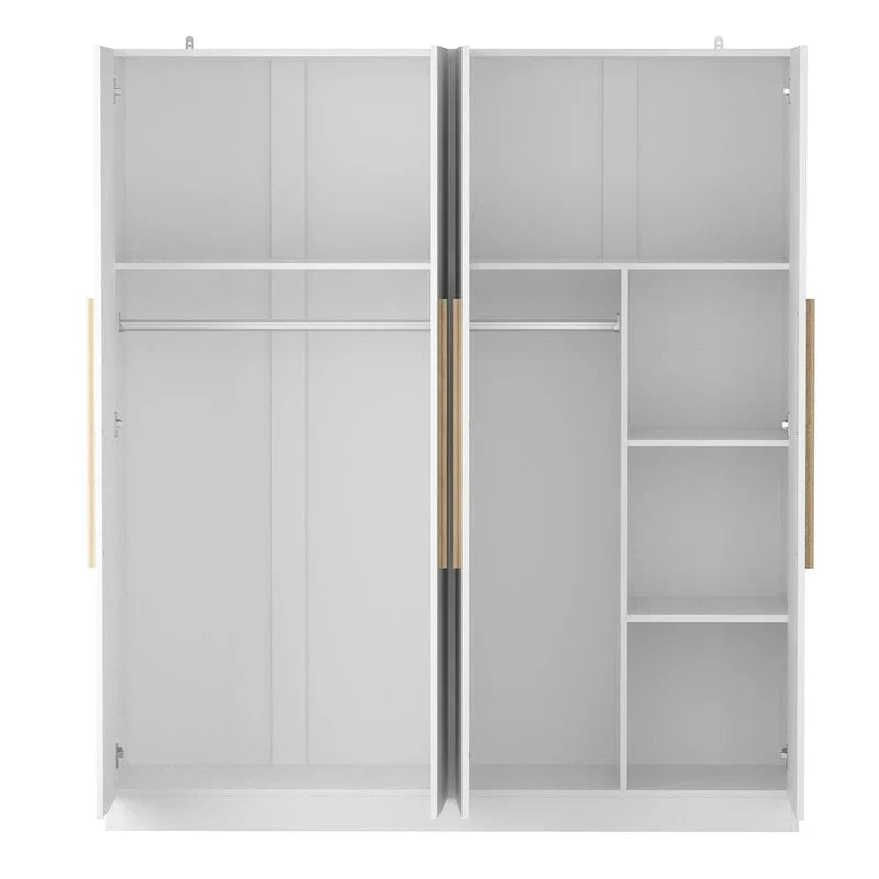Modern Freestanding Solid Wood Wardrobe Closet With Storage Shelves