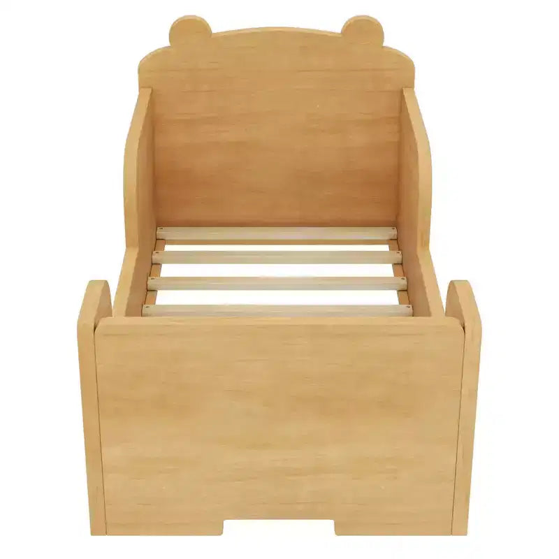 Okak Bear-Shaped Floor Bed for Ages 3-6, Toddler Bed Frame with Safety Fence, Cute Animal-Shaped Kids Bed