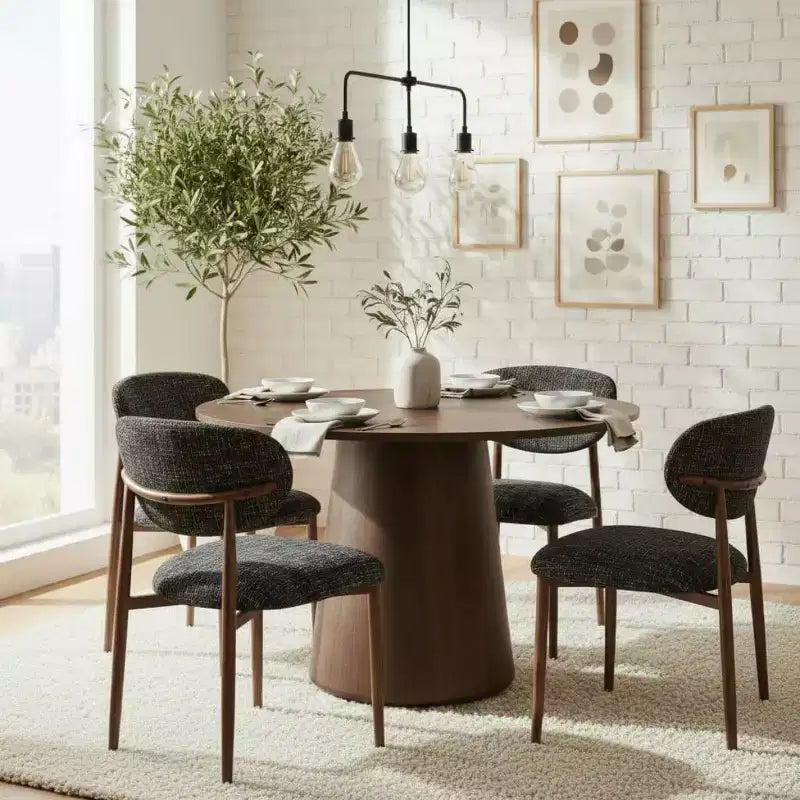 Set of 4 Modern Upholstered Dining Chairs with Curved Backrest, Iron Frame Armless Side Chairs for Dining Room, Kitchen-Panipeachy
