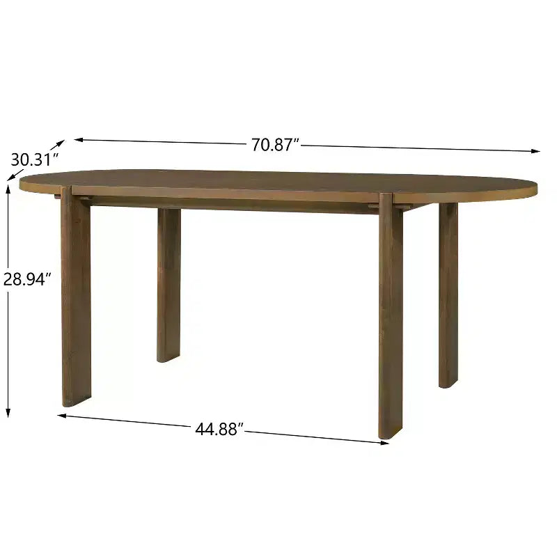 7pcs Oval Dining Table Set Dining Set for 6, 71'' Large Family Kitchen Table Set with 6 Padded Dining Chairs, Walnut - Christopher Knight Home