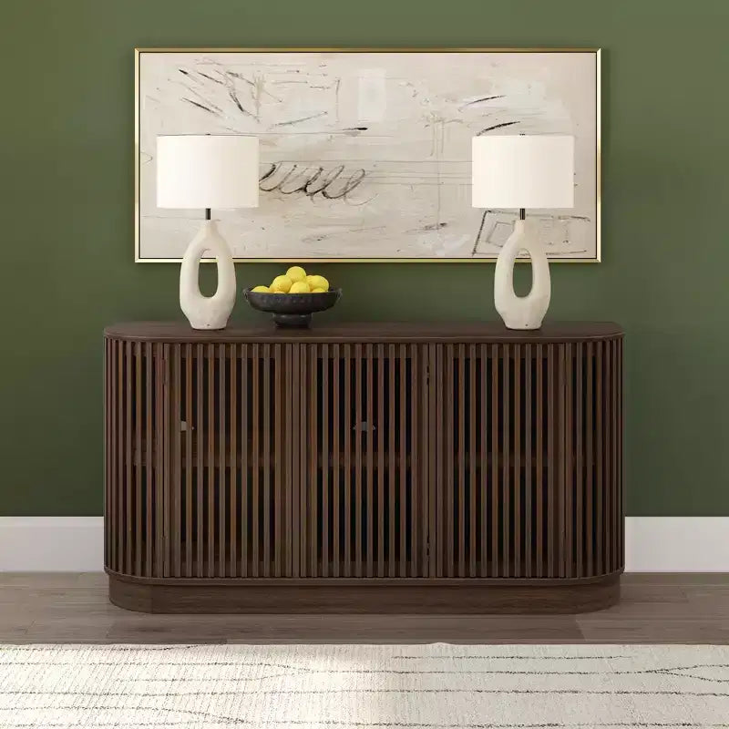 Plank+Beam Contour Solid Wood Sideboard with 3 Doors, 59 TV Stand for Living Room