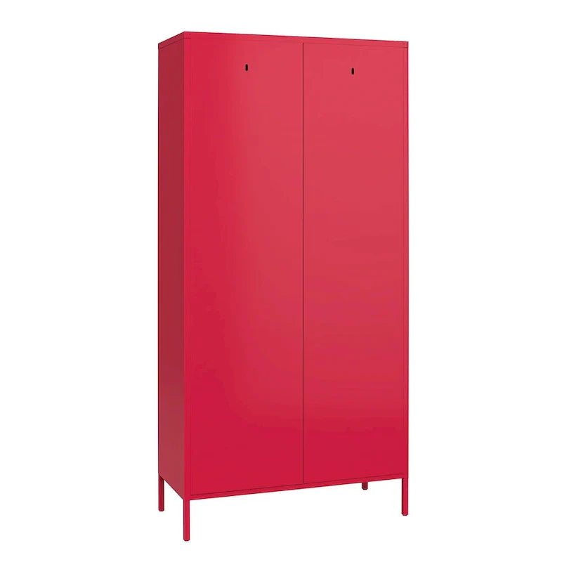 Orange / Pink 2-Door Tall Metal Locker Storage Cabinet, 1-Person