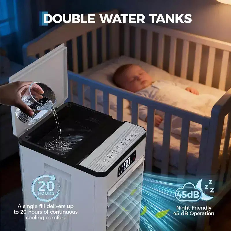 7L Portable Evaporative Air Cooler with Remote Control, 3 Speeds, Timer and Oscillating Fan for Home Office