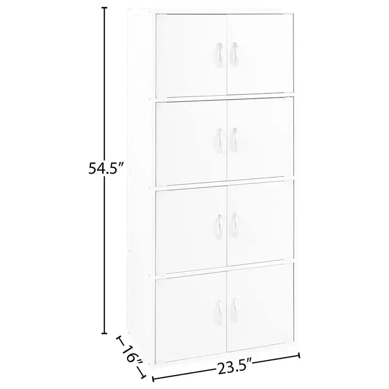 Hodedah HID44 Heavy Duty 8 Door Floor Mount Enclosed Multipurpose Storage Bookcase Cabinet for Home and Office, Beech Wood Finish