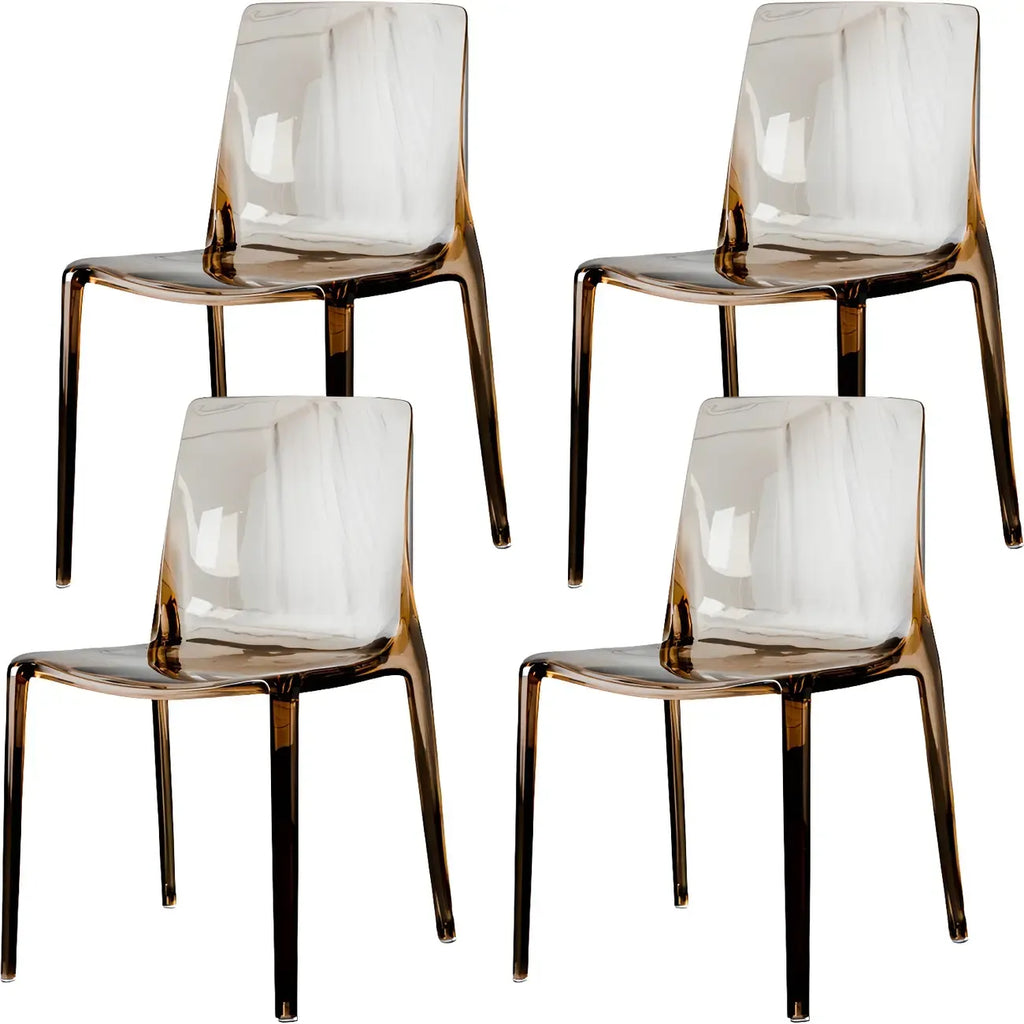 Chaise de salle à manger sans accoudoirs à dossier bas en acrylique ambre