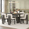 Ensemble de salle à manger transitionnel 7 pièces en bois avec table rectangulaire et 6 chaises