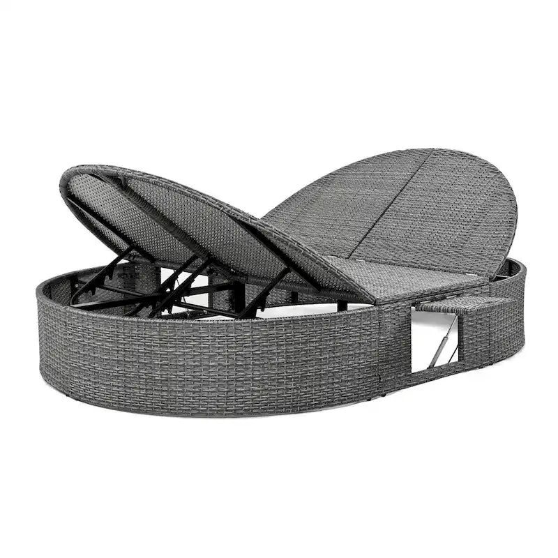 Outdoor Sun Bed Patio 2-Person Daybed with Cushions and Pillows