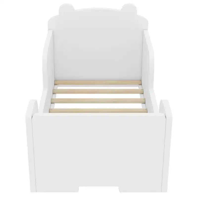 Okak Bear-Shaped Floor Bed for Ages 3-6, Toddler Bed Frame with Safety Fence, Cute Animal-Shaped Kids Bed