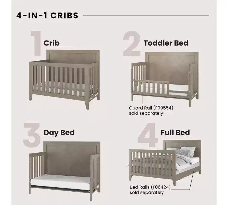 Child Craft Kieran Crib, Double Dresser and Chest Nursery Set, 3-Piece, Includes 4-in-1 Convertible Crib, Dresser and Chest