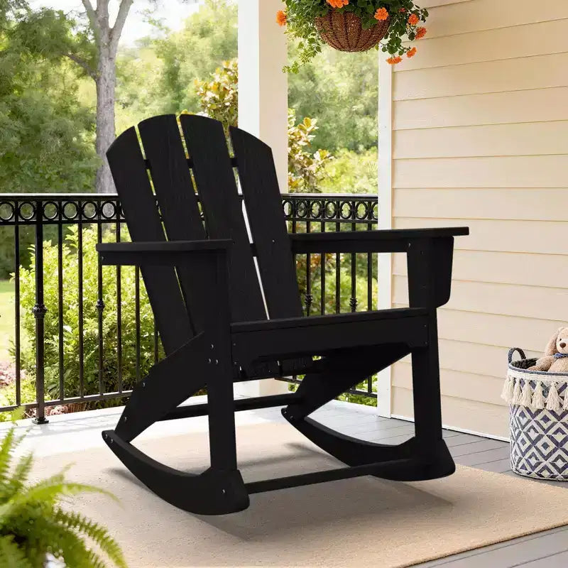Hyleory Chaise à bascule extérieure en HDPE, Fauteuil de jardin Adirondack classique pour toutes les saisons