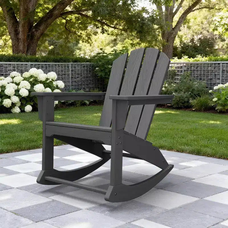 Hyleory HDPE Outdoor Rocking Chair, Classic Patio Adirondack Chair for All Seasons