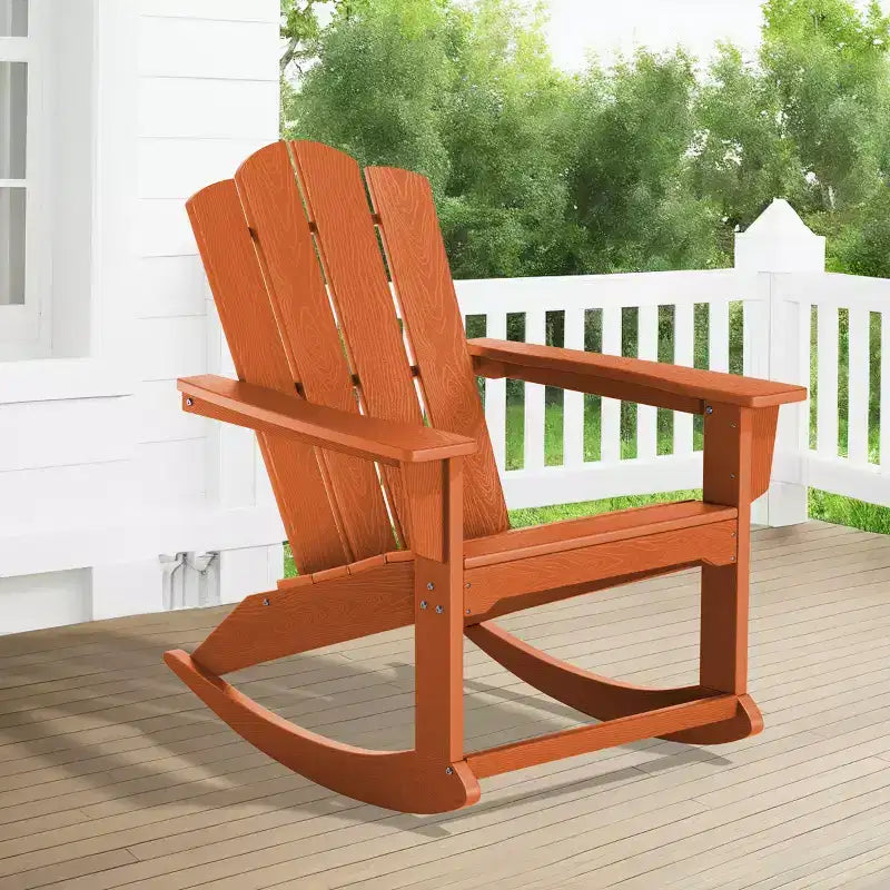 Hyleory HDPE Outdoor Rocking Chair, Classic Patio Adirondack Chair for All Seasons