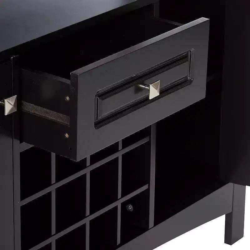 Kings Brand Furniture Walston 9 Bottle Capacity Wine Rack Buffet Server Console Table with Glass Doors, Espresso