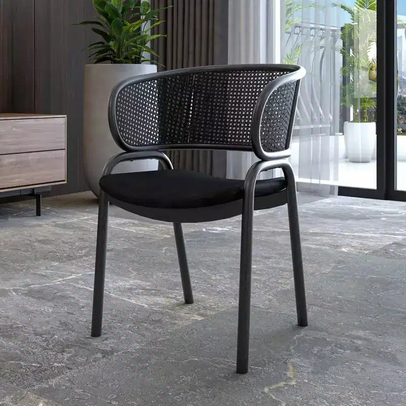 LeisureMod Ervilla Modern Dining Side Chairs Set of 4  Cozy Upholstered Accent Armchairs with Black Iron Legs, Kitchen, Dining Room, Cafe, Restaurant