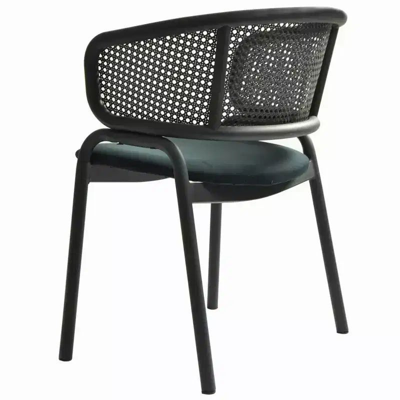 LeisureMod Ervilla Modern Dining Side Chairs Set of 4  Cozy Upholstered Accent Armchairs with Black Iron Legs, Kitchen, Dining Room, Cafe, Restaurant