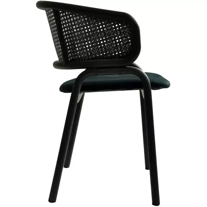 LeisureMod Ervilla Modern Dining Side Chairs Set of 4  Cozy Upholstered Accent Armchairs with Black Iron Legs, Kitchen, Dining Room, Cafe, Restaurant