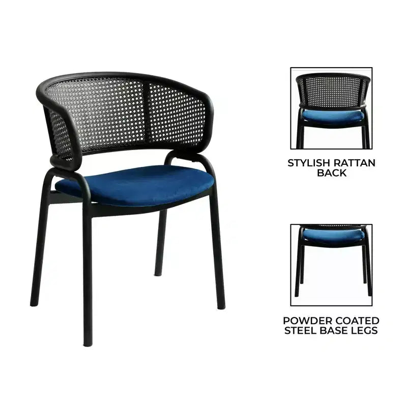 LeisureMod Ervilla Modern Dining Side Chairs Set of 4  Cozy Upholstered Accent Armchairs with Black Iron Legs, Kitchen, Dining Room, Cafe, Restaurant