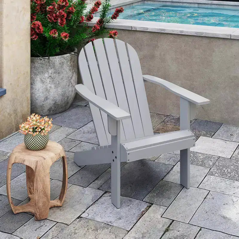 Costway Patio Adirondack Chair with Inclined Seat High Backrest & Wide Armrests White/Blue/Gray/Red