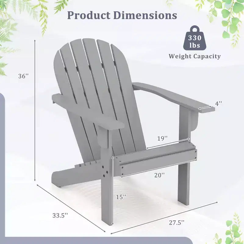 Costway Patio Adirondack Chair with Inclined Seat High Backrest & Wide Armrests White/Blue/Gray/Red