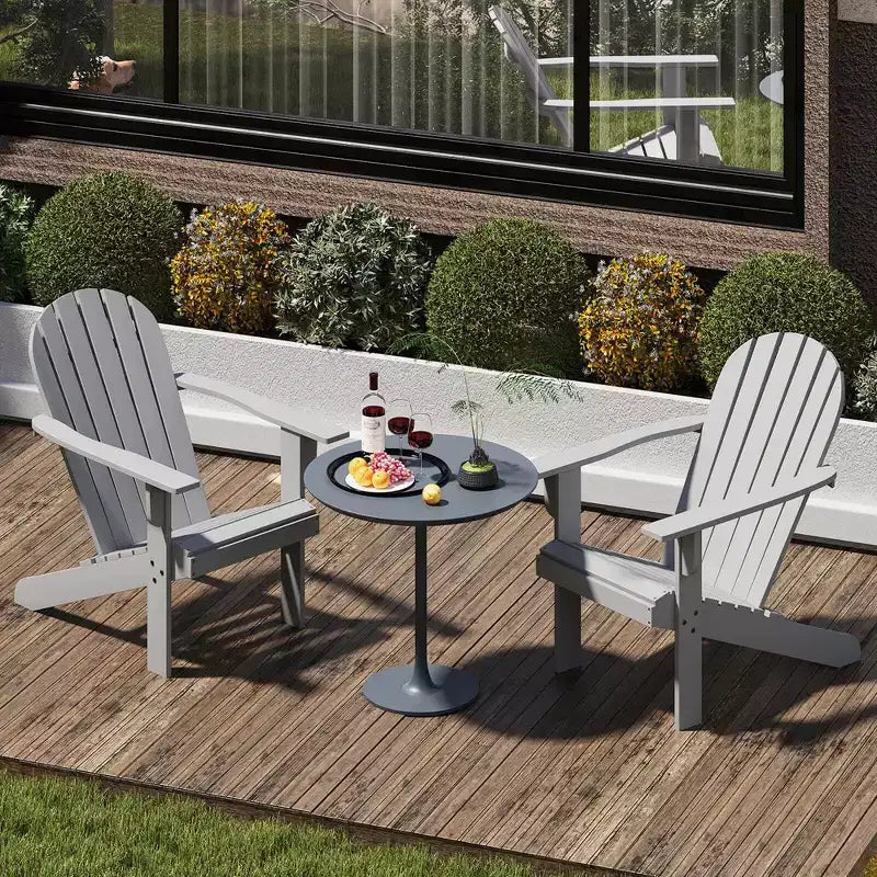 Costway Patio Adirondack Chair with Inclined Seat High Backrest & Wide Armrests White/Blue/Gray/Red
