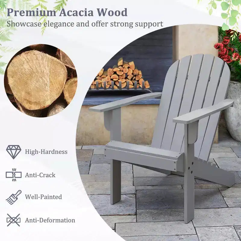 Costway Patio Adirondack Chair with Inclined Seat High Backrest & Wide Armrests White/Blue/Gray/Red