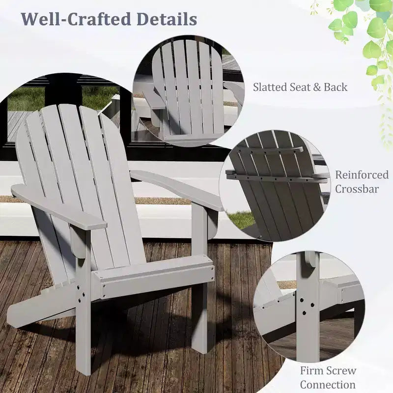 Costway Patio Adirondack Chair with Inclined Seat High Backrest & Wide Armrests White/Blue/Gray/Red