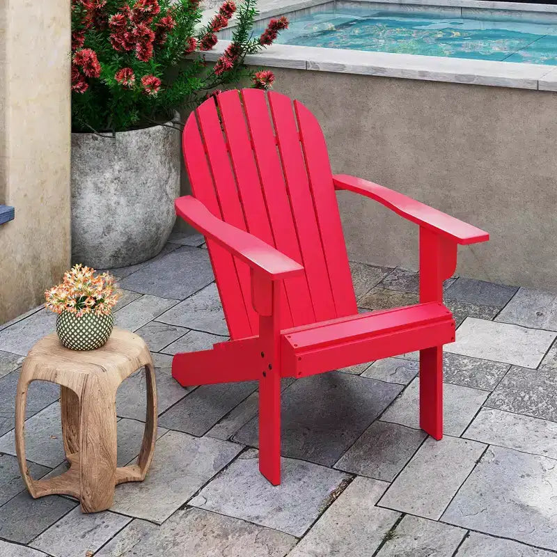 Costway Patio Adirondack Chair with Inclined Seat High Backrest & Wide Armrests White/Blue/Gray/Red
