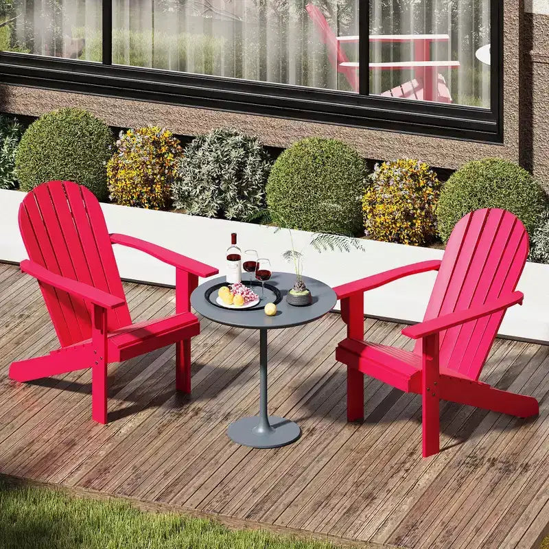 Costway Patio Adirondack Chair with Inclined Seat High Backrest & Wide Armrests White/Blue/Gray/Red