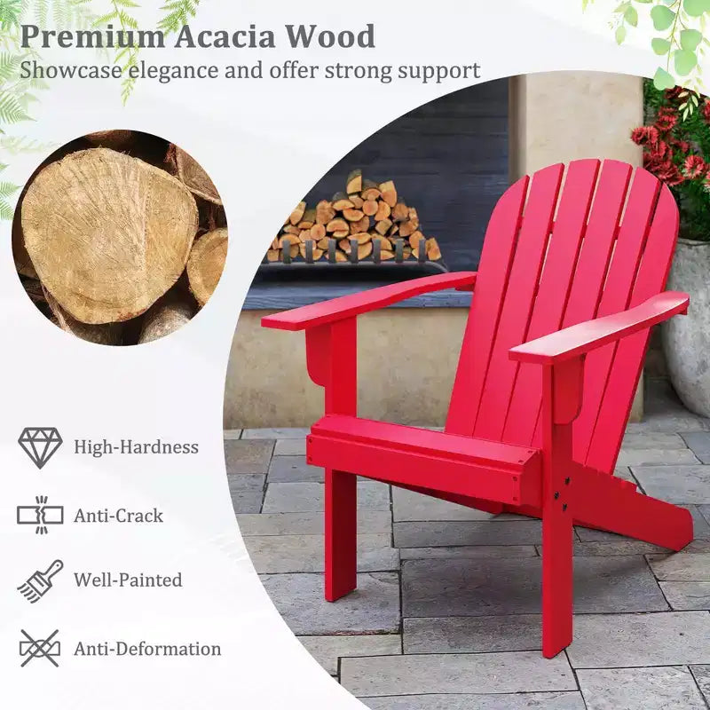 Costway Patio Adirondack Chair with Inclined Seat High Backrest & Wide Armrests White/Blue/Gray/Red