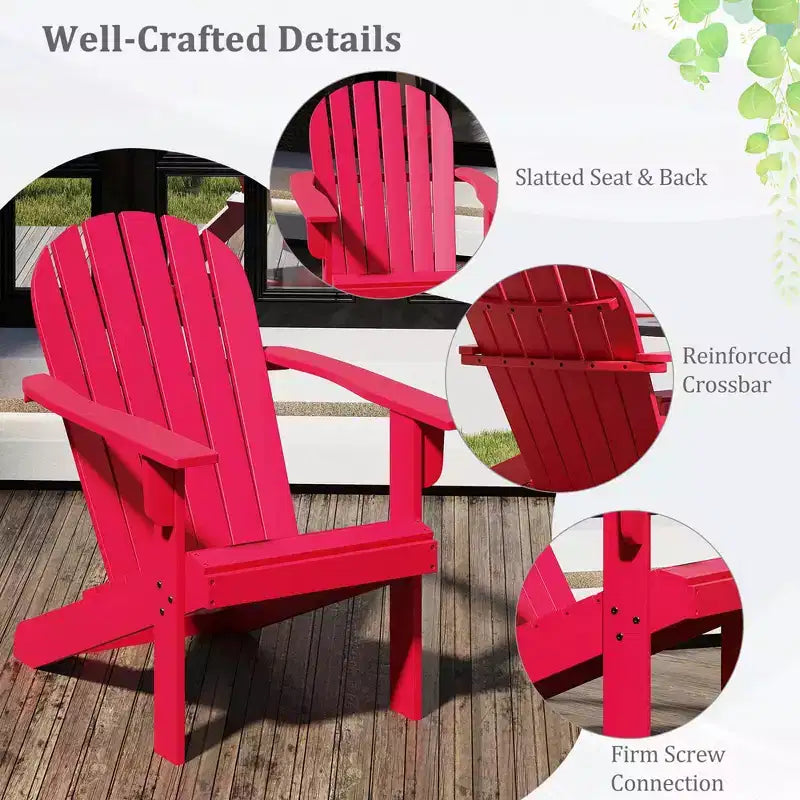 Costway Patio Adirondack Chair with Inclined Seat High Backrest & Wide Armrests White/Blue/Gray/Red