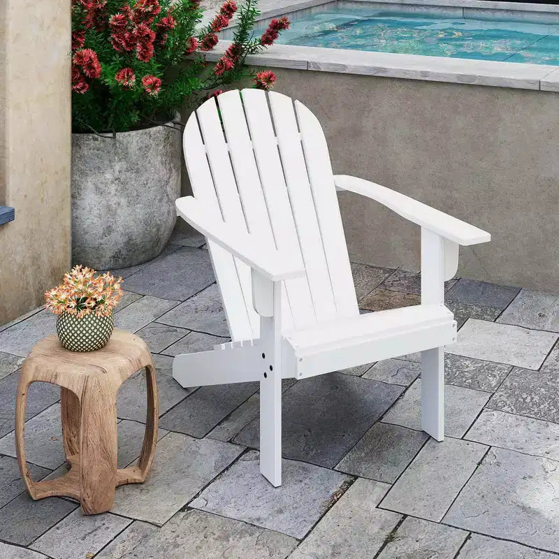 Costway Patio Adirondack Chair with Inclined Seat High Backrest & Wide Armrests White/Blue/Gray/Red