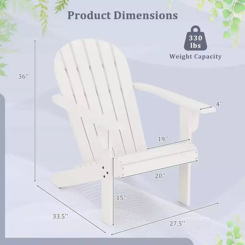 Costway Patio Adirondack Chair with Inclined Seat High Backrest & Wide Armrests White/Blue/Gray/Red
