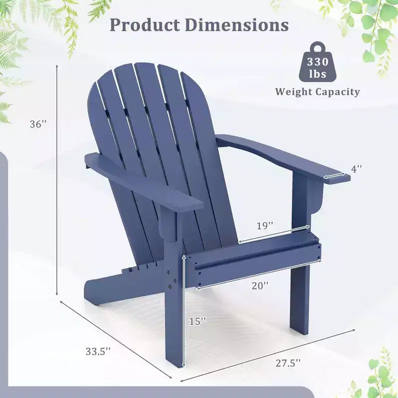 Costway Patio Adirondack Chair with Inclined Seat High Backrest & Wide Armrests White/Blue/Gray/Red