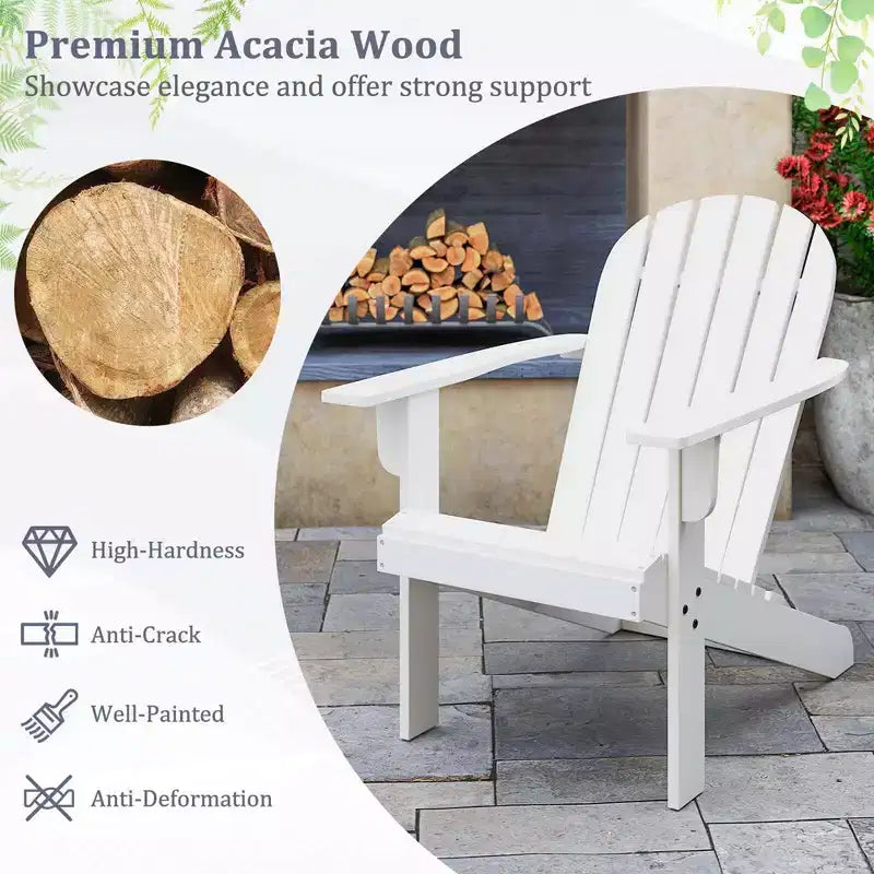 Costway Patio Adirondack Chair with Inclined Seat High Backrest & Wide Armrests White/Blue/Gray/Red